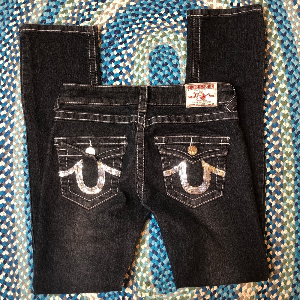NWOT - True Religion Sequin Straight Leg Jeans